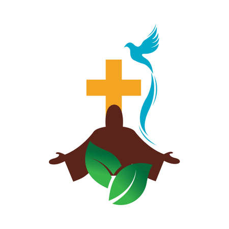 church christian line art logo design,Christian symbols.のイラスト素材