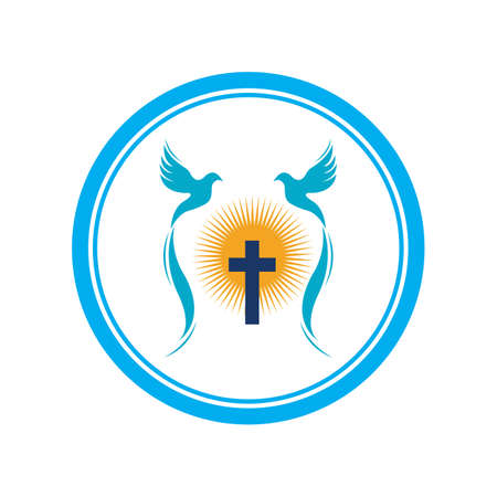church christian line art logo design,Christian symbols.のイラスト素材