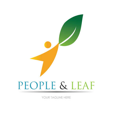 people leaf logo vector illustration design templateのイラスト素材