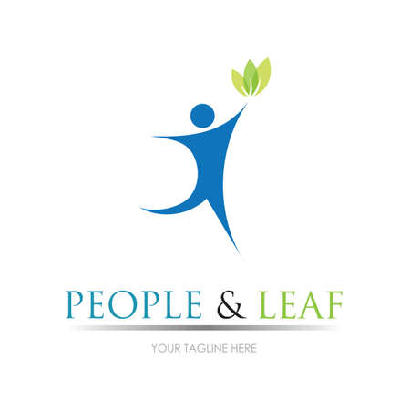 people leaf logo vector illustration design templateのイラスト素材