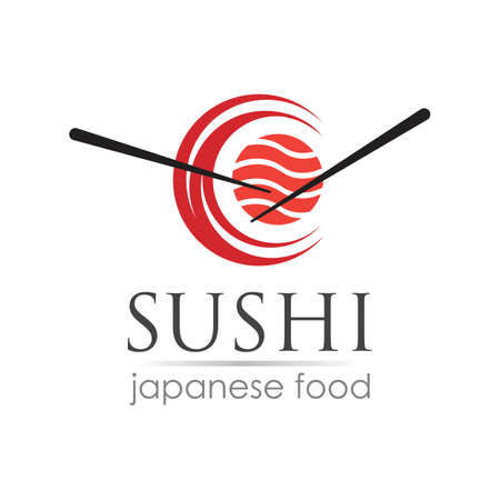 Sushi logo template for Japanese food cafe with salmon sushiのイラスト素材