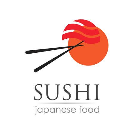 Sushi logo template for Japanese food cafe with salmon sushiのイラスト素材