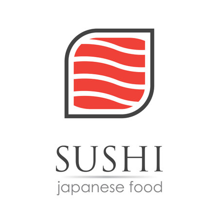 Sushi logo template for Japanese food cafe with salmon sushiのイラスト素材