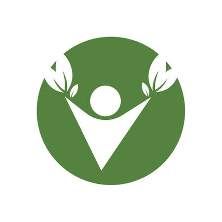 modern people leaf logo vector illustration design templateのイラスト素材