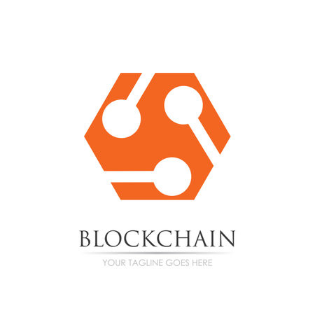 Block Chain Logo Technology Icon. Digital Vector Modern Symbol. Company Logo Design Inspiration.のイラスト素材