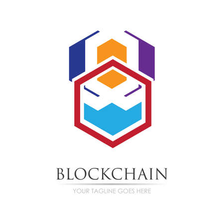 Block Chain Logo Technology Icon. Digital Vector Modern Symbol. Company Logo Design Inspiration.のイラスト素材
