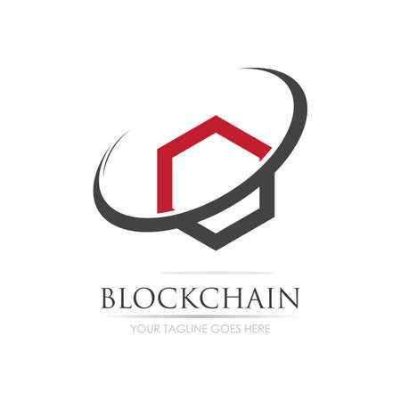 Block Chain Logo Technology Icon. Digital Vector Modern Symbol. Company Logo Design Inspiration.のイラスト素材
