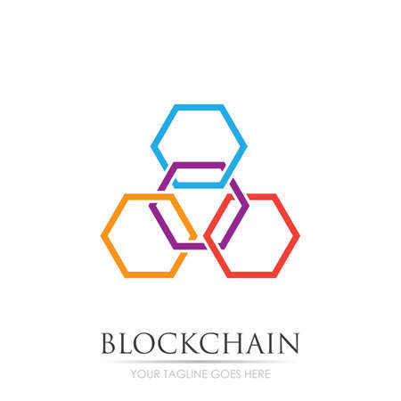 Block Chain Logo Technology Icon. Digital Vector Modern Symbol. Company Logo Design Inspiration.のイラスト素材