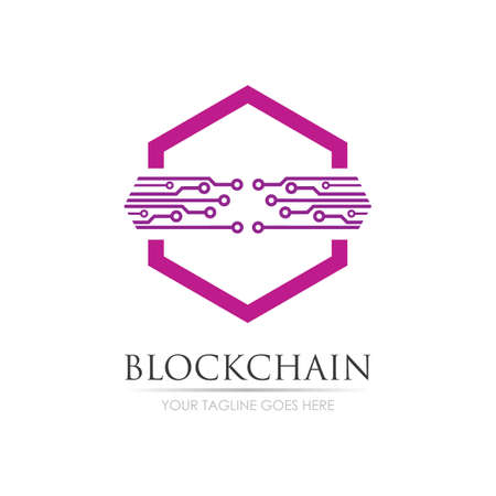 Block Chain Logo Technology Icon. Digital Vector Modern Symbol. Company Logo Design Inspiration.のイラスト素材