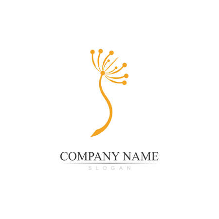 Dandelion logo and symbol flower illustration designのイラスト素材