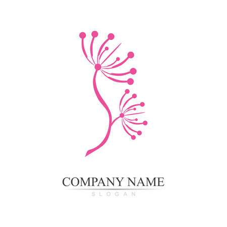 Dandelion logo and symbol flower illustration designのイラスト素材