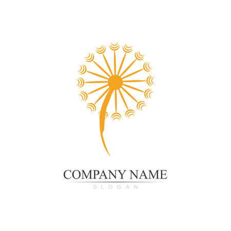 Dandelion logo and symbol flower illustration designのイラスト素材