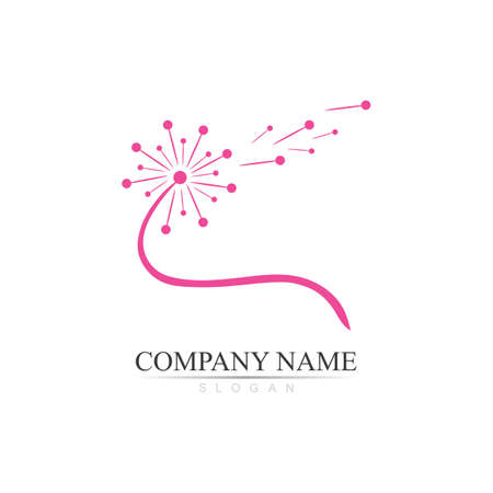 Dandelion logo and symbol flower illustration designのイラスト素材