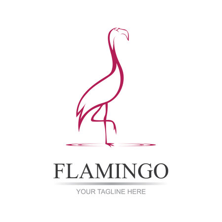 Vector Illustration of a Flamingo. Flamingo logo. Flamingo illustration idea for logo, symbol, emblem. Pink flamingo cycle logo vectorのイラスト素材