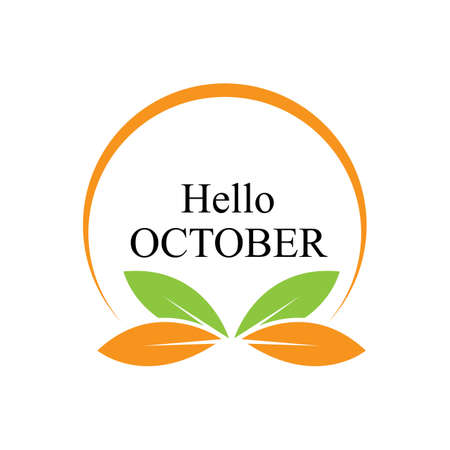 Hello October Template Vector, Design for Banner, Greeting Cards or Printのイラスト素材