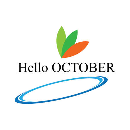 Hello October Template Vector, Design for Banner, Greeting Cards or Printのイラスト素材