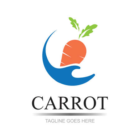 Carrot logo and healthy vegetable icon vector illustration best logo designのイラスト素材
