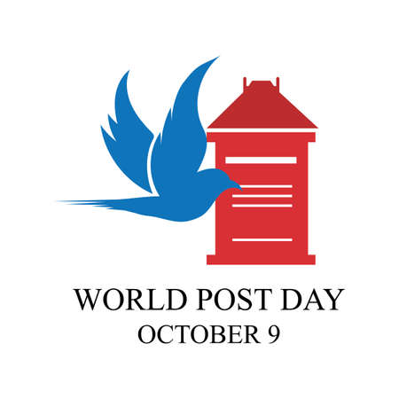 World Post Day logo with post box (mail box) icon design and world map backgroundのイラスト素材