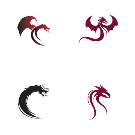 set of Dragon vector icon illustration design logo templateのイラスト素材