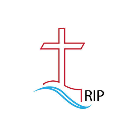 christian cemetery logo illustration designのイラスト素材