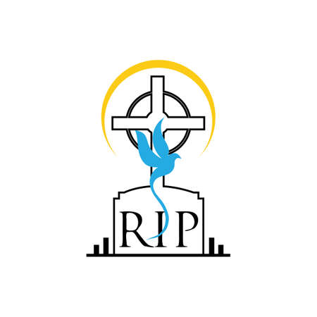christian cemetery logo illustration designのイラスト素材