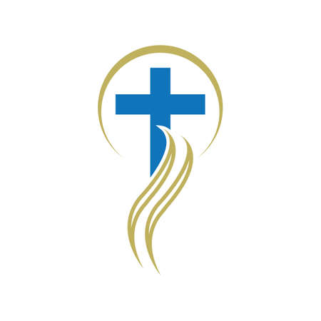 christian cemetery logo illustration designのイラスト素材