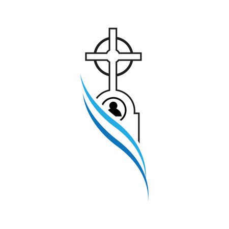 christian cemetery logo illustration designのイラスト素材