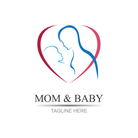 Mom and baby, Motherhood and Childbearing Design Inspiration Vectorのイラスト素材