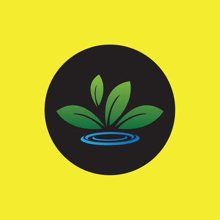 hydropinic plant on black and yellow circle backgroundのイラスト素材