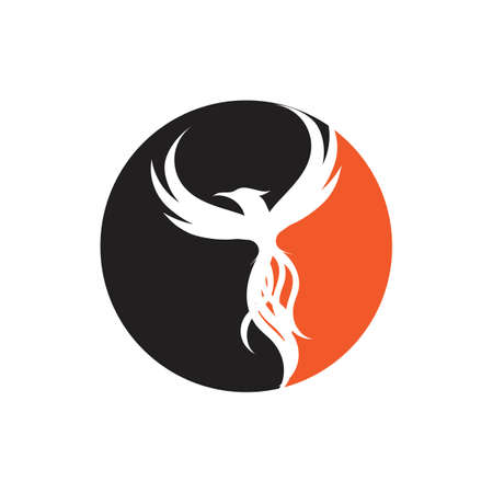 Flying Phoenix Fire Bird abstract Logo design vector templateのイラスト素材