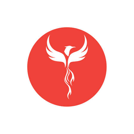 Flying Phoenix Fire Bird abstract Logo design vector templateのイラスト素材