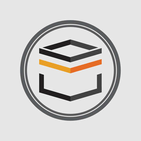 Kaaba Mecca Symbol Logo Illustration design templateのイラスト素材