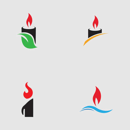 set of Candle light icon logo design vector templateのイラスト素材