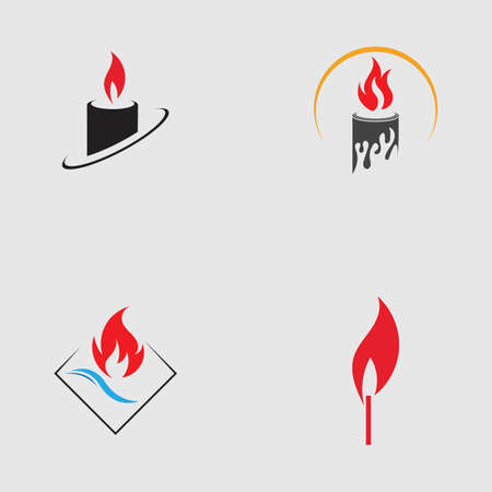 set of Candle light icon logo design vector templateのイラスト素材