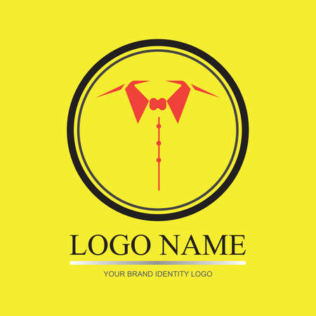 modern tuxedo illustration logo on yellow backgroundのイラスト素材