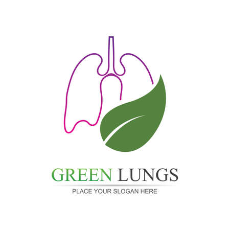 Green Lungs vector logo illustration design template,This logo with leaf.のイラスト素材