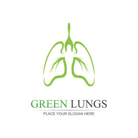 Green Lungs vector logo illustration design template,This logo with leaf.のイラスト素材