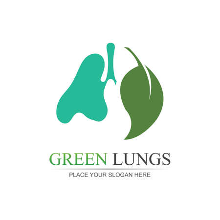 Green Lungs vector logo illustration design template,This logo with leaf.のイラスト素材