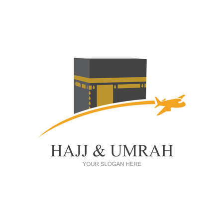 mecca travel logo, Al haj & umrah mubarak tour symbolのイラスト素材