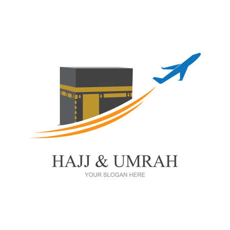 mecca travel logo, Al haj & umrah mubarak tour symbolのイラスト素材