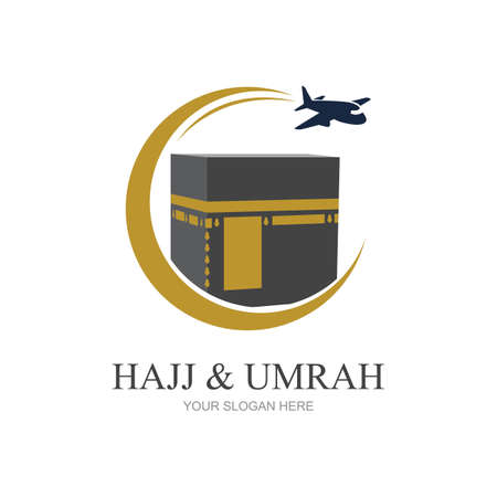 mecca travel logo, Al haj & umrah mubarak tour symbolのイラスト素材