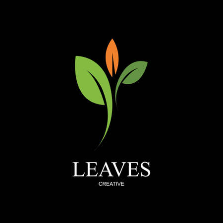 leaf creative logo illustration design  on black backgroundのイラスト素材