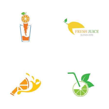 Fresh juice logo set  images illustration designのイラスト素材
