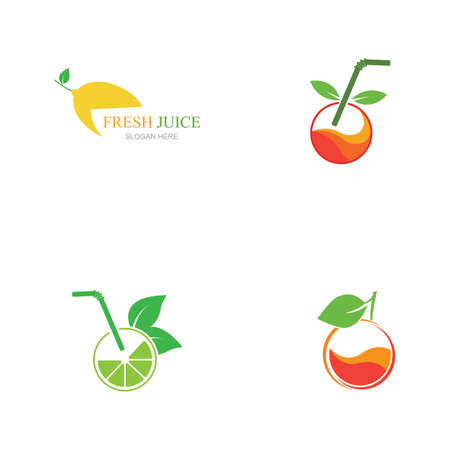 Fresh juice logo set  images illustration designのイラスト素材
