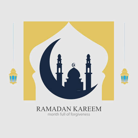 vector illustration of ramadan kareem logo,ramadan month full of forgivenessのイラスト素材