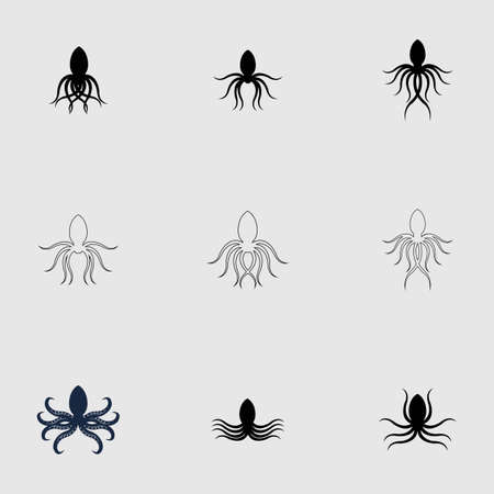 Octopus logo set, octopus gray background inspiration logo vectorのイラスト素材