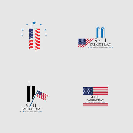 Patriot day emblems or logos. September 11. We will never forgetのイラスト素材