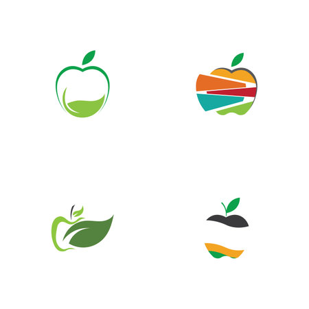 set of Apple  logo illustration design templateのイラスト素材