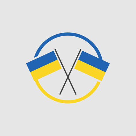 flag of ukraine symbol blue and yellow illustration design templateのイラスト素材