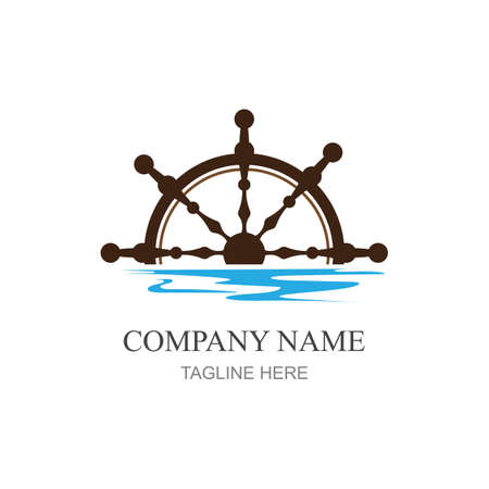 ship steering logo vector icon illustration template designのイラスト素材